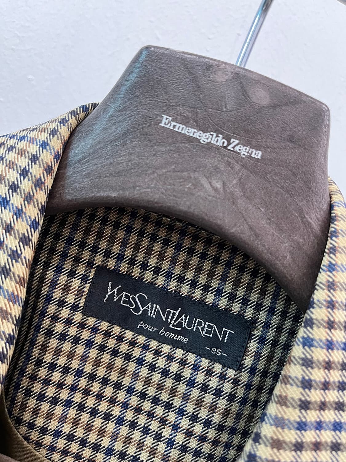 95-100) 입생로랑 건체크 블루종 자켓  상품이미지6