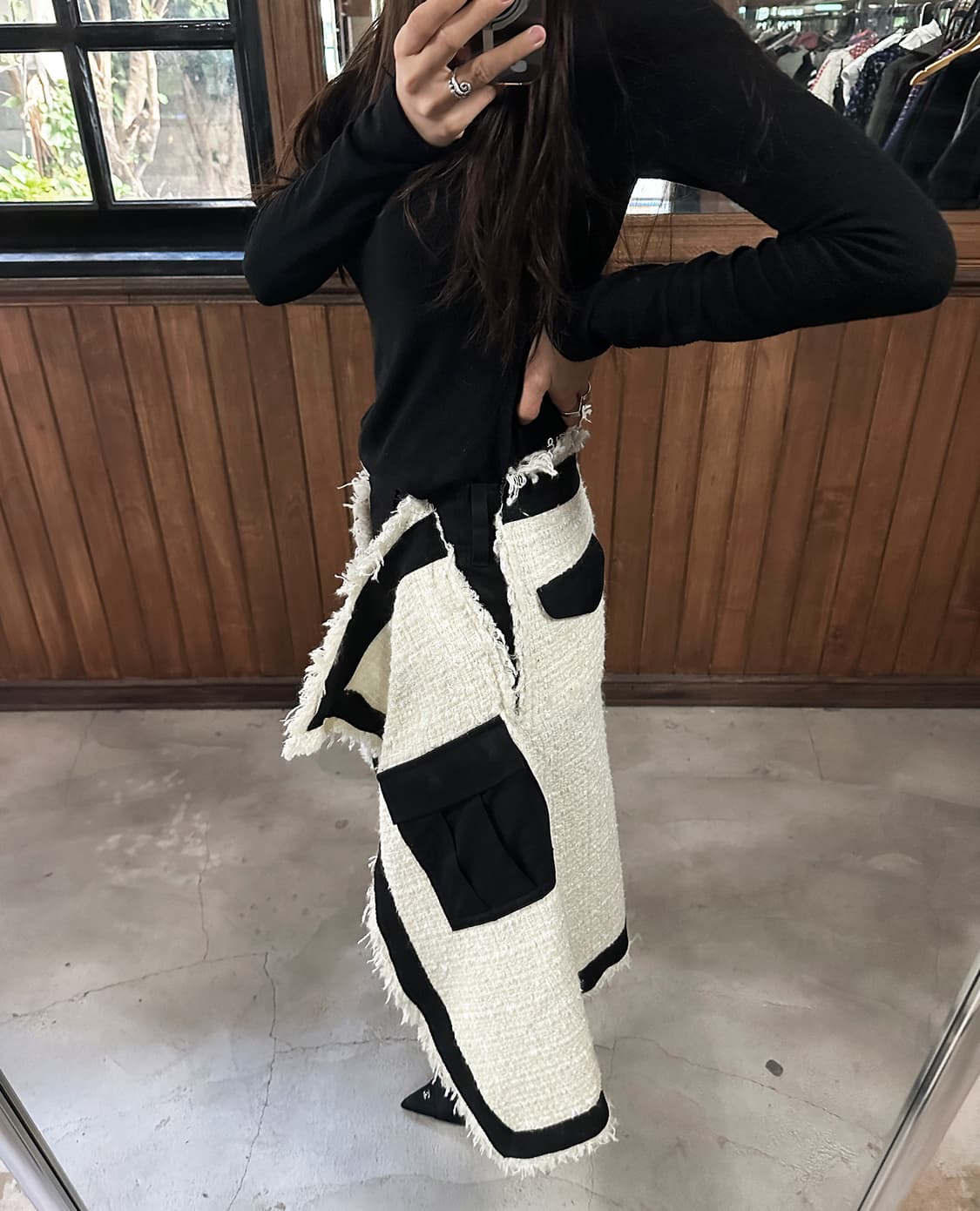 SACAI tweed hybrid wrap skirt 상품이미지2