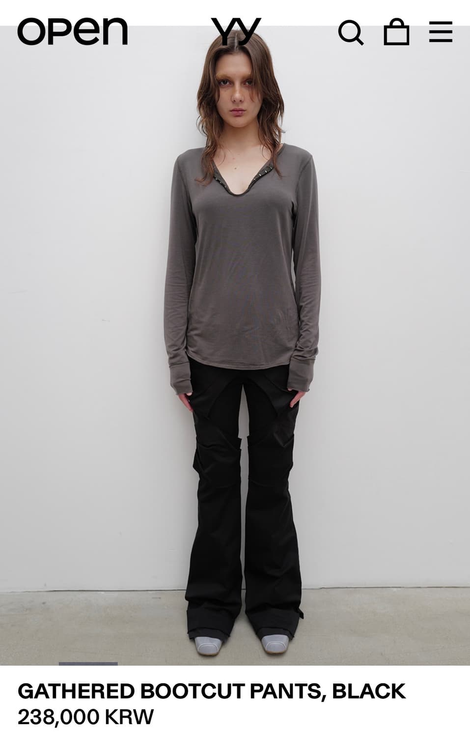오픈와이와이 게더드 부츠컷 팬츠 m 상품이미지2