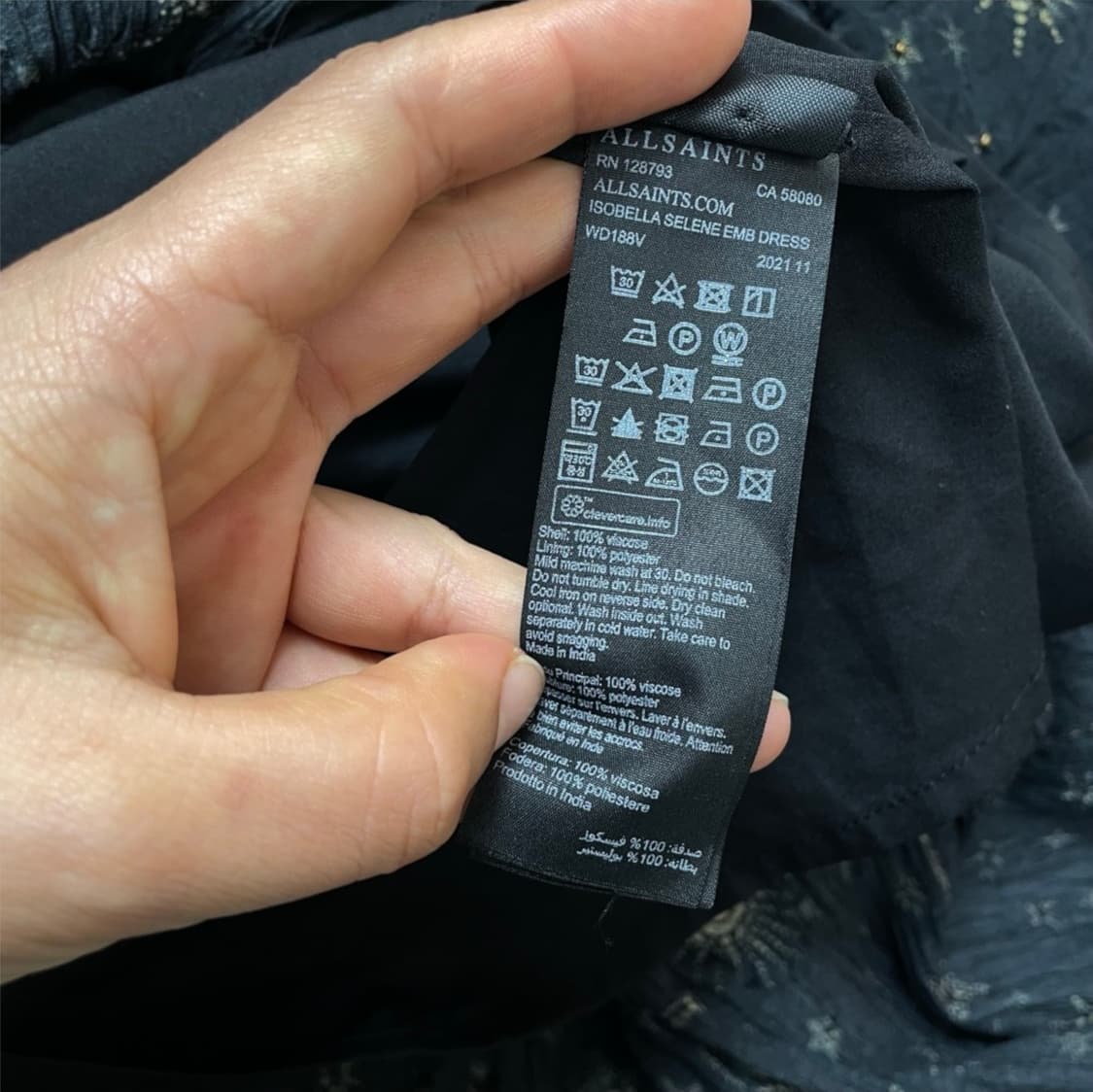 올세인츠 Allsaints 블랙 이소벨라 셀렌 비즈 원피스 EU34 상품이미지4