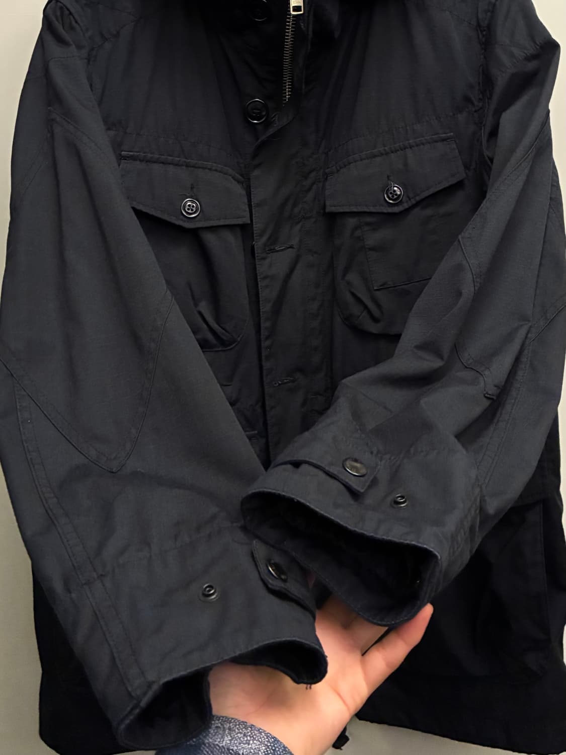 (M/100)엔지니어드 가먼츠 립스탑 6포켓 후디 필드자켓 블랙 해 상품이미지5