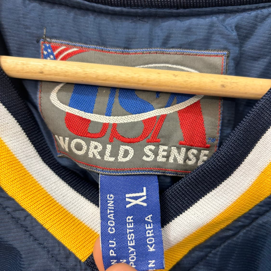 90s USA 월드센스 올드스쿨 미시간 네이비 웜업 XL 상품이미지6