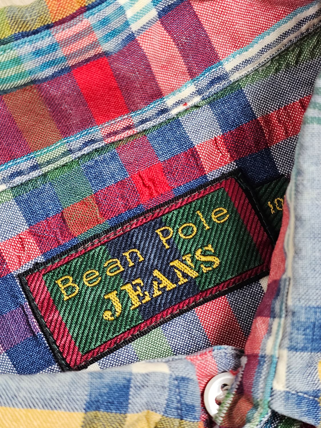 [105] 00s 빈폴 진스  멀티 컬러 체크 버튼다운 셔츠 상품이미지5