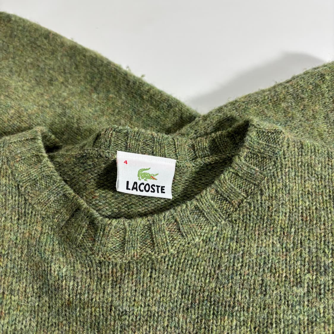 95-100 라코스테 녹차 라운드 울 니트 상품이미지3