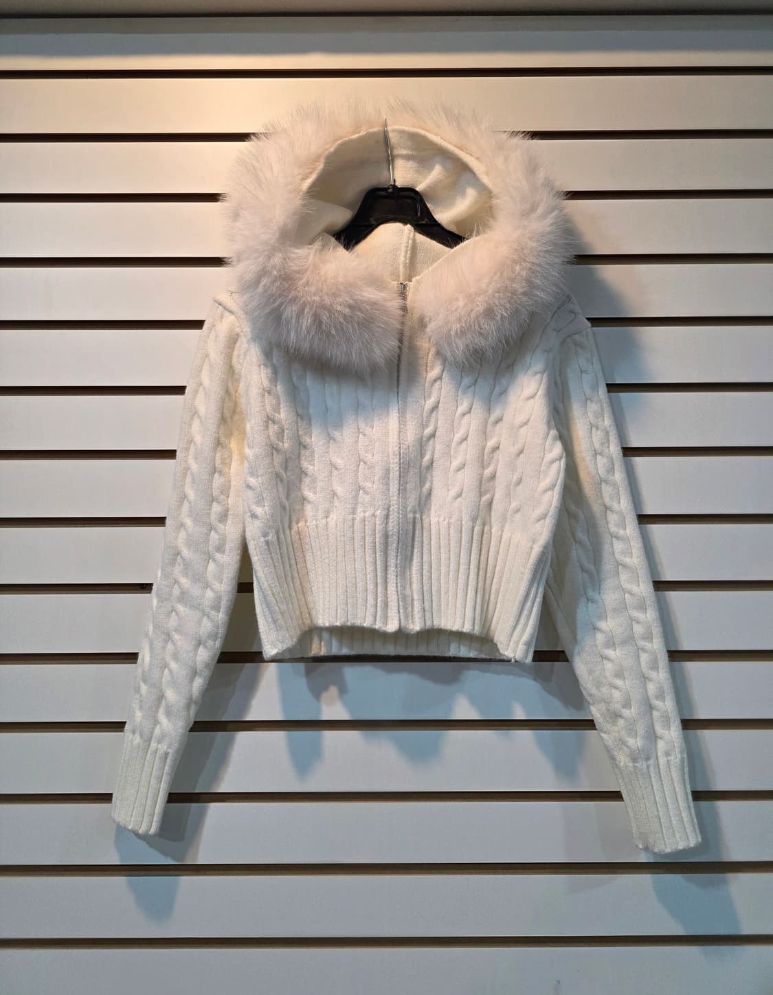 (여성) 꽈배기 크롭 숏 후드집업 상품이미지1