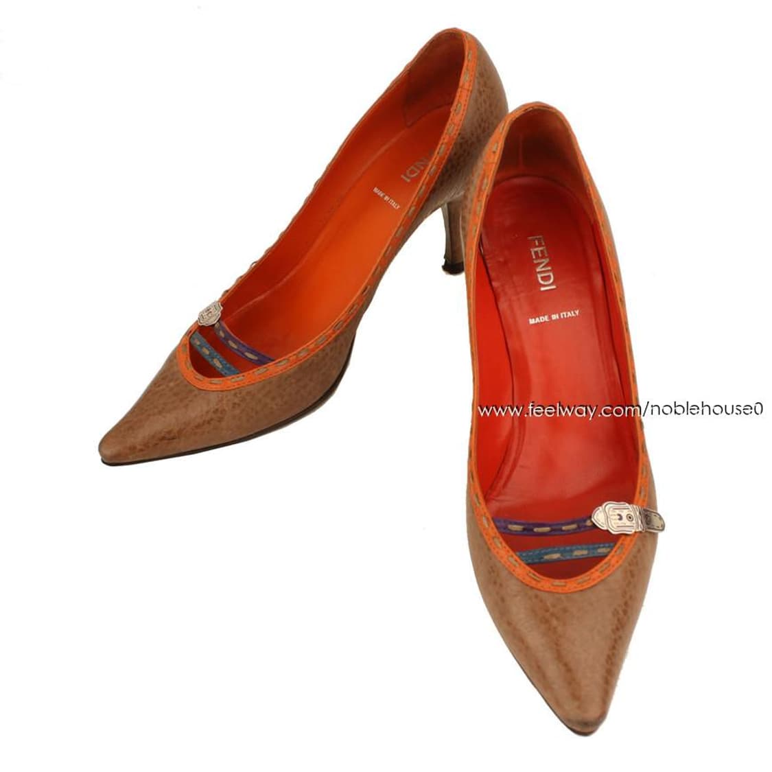 펜디 밀크브라운 패턴 스티치 펌프스 36 상품이미지1