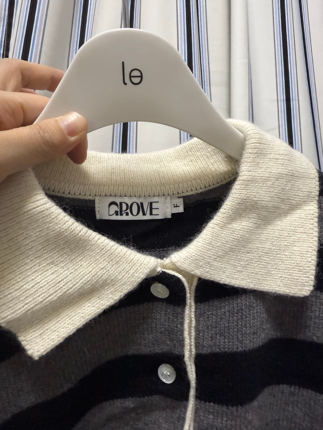 그로브 스트라이프 카라니트 그레이  상품이미지4