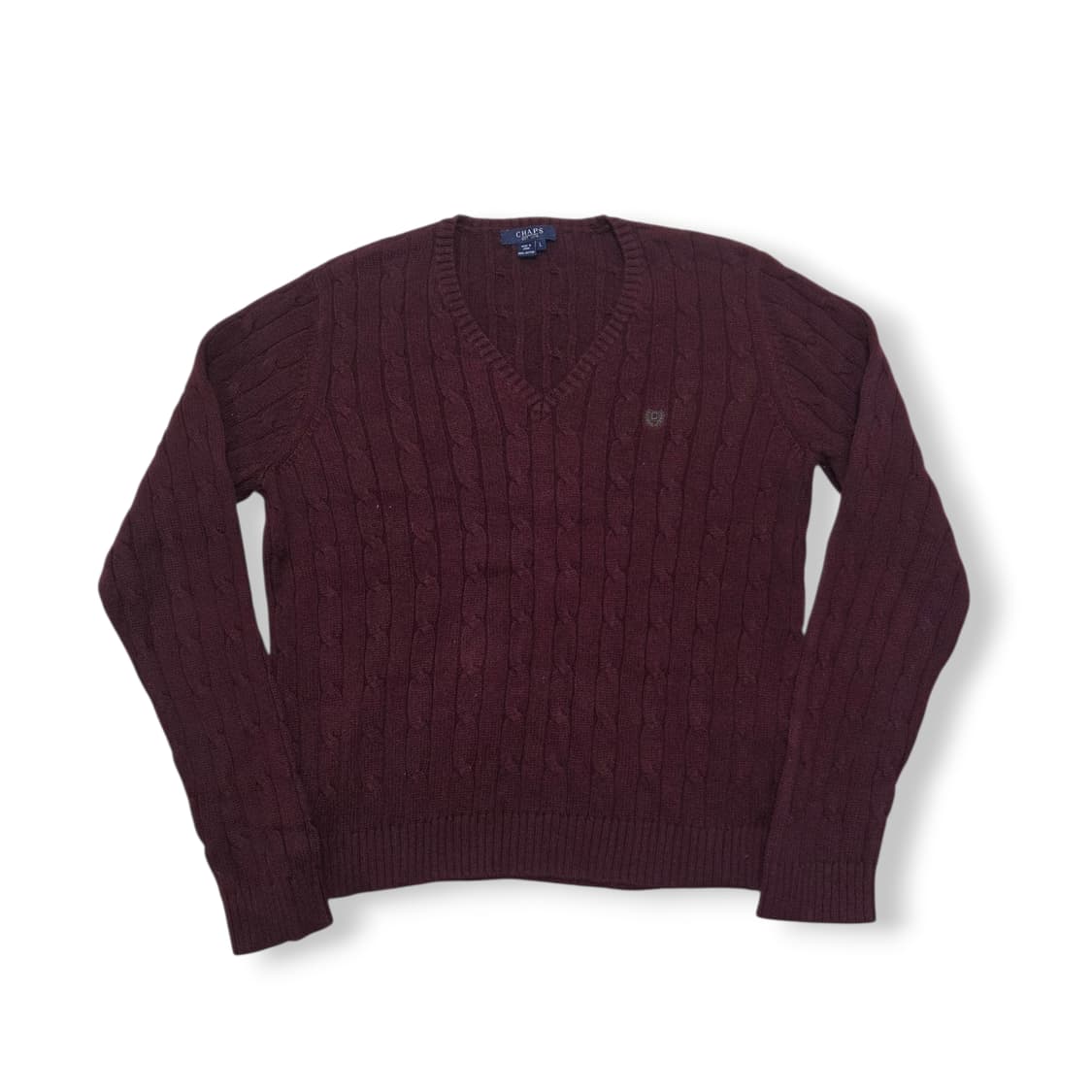 CHAPS 챕스 버건디 꽈베기 니트 브이넥 스웨터 니트 상품이미지1