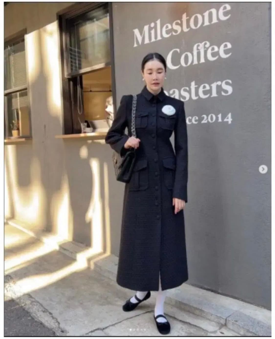 헬더 트위드 롱코트 블랙 S 상품이미지3