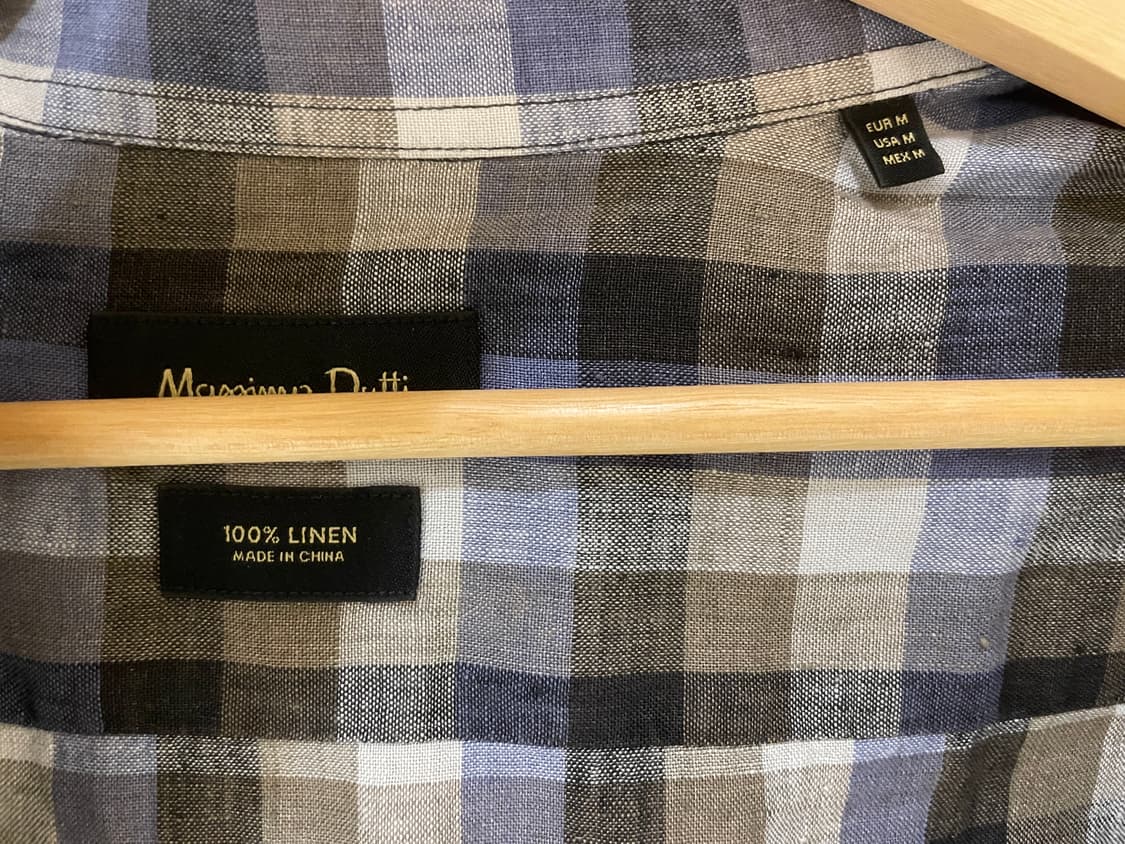 마시모 두띠 체크 린넨셔츠 M 상품이미지3