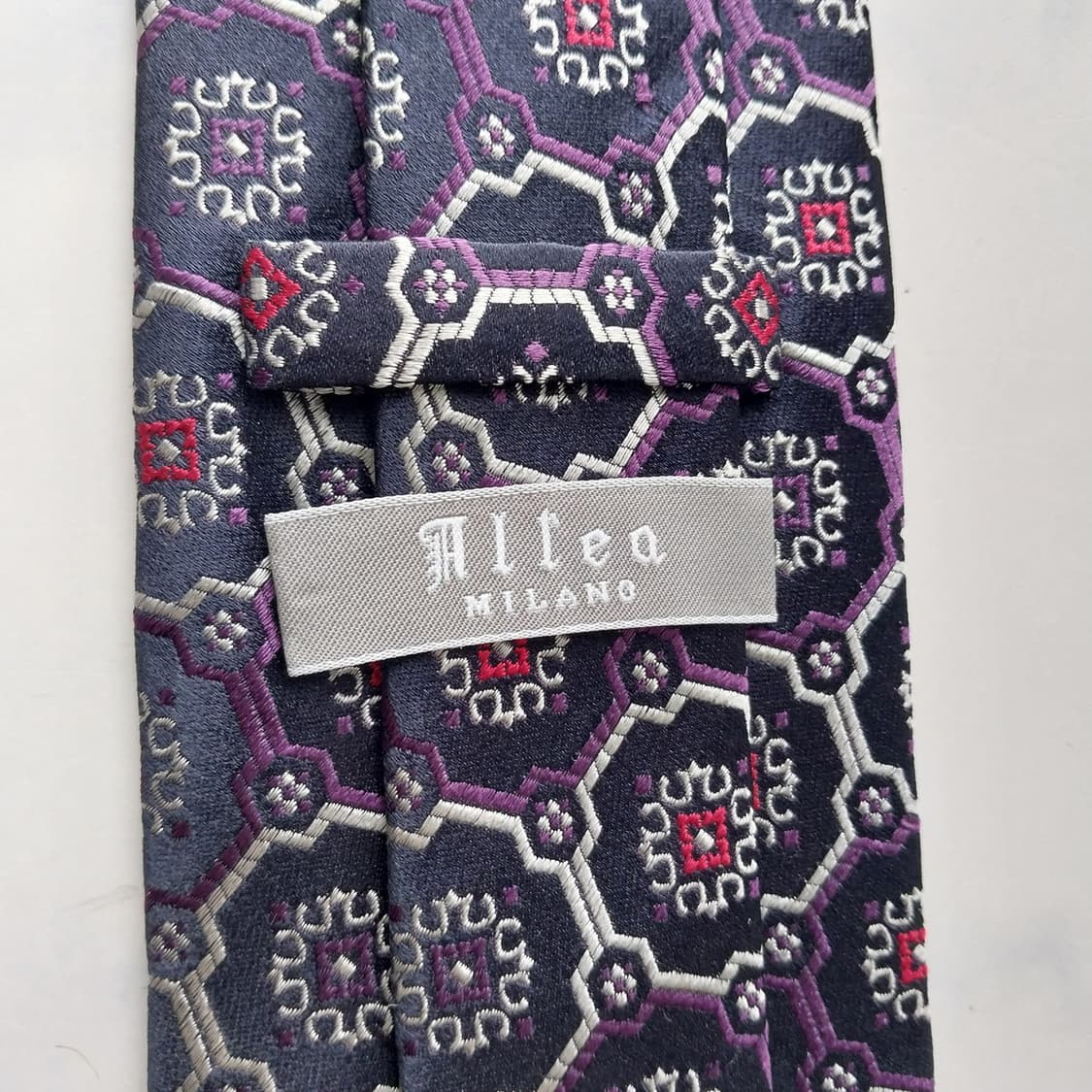 알테아 실크 네이비 퍼플 패턴 넥타이 9.1cm A+등급 K2459 상품이미지8