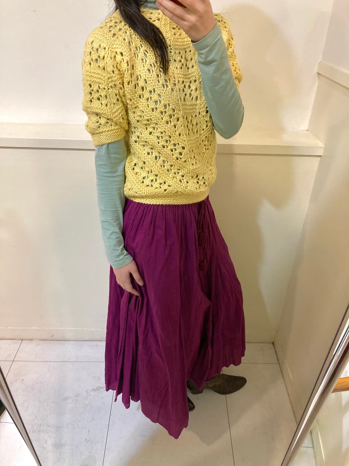 병아리 반팔 그물 뜨개 니트 상품이미지8