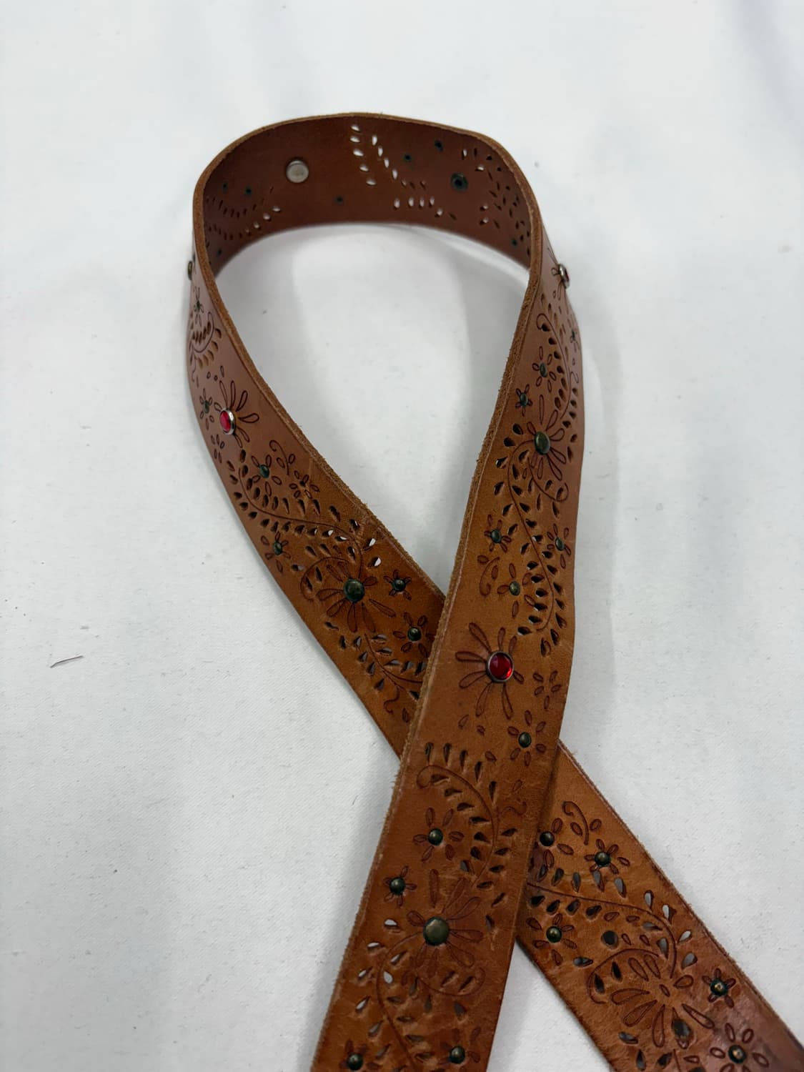 빈티지 웨스턴 플로럴 툴드 레더 스터드 벨트 상품이미지4