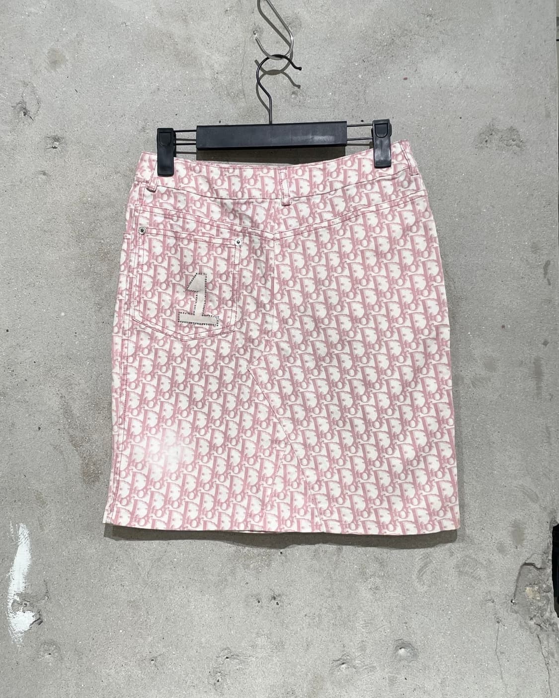 크리스찬 디올 핑크 오블리크 큐빅 넘버링 미디스커트 상품이미지6