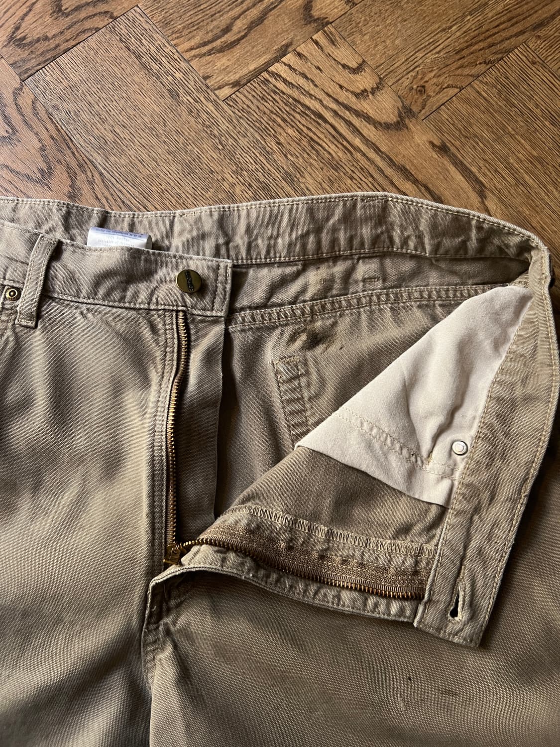 [36]칼하트 USA 더티워싱 머쉬룸 싱글니 카펜터 워크 팬츠 상품이미지3