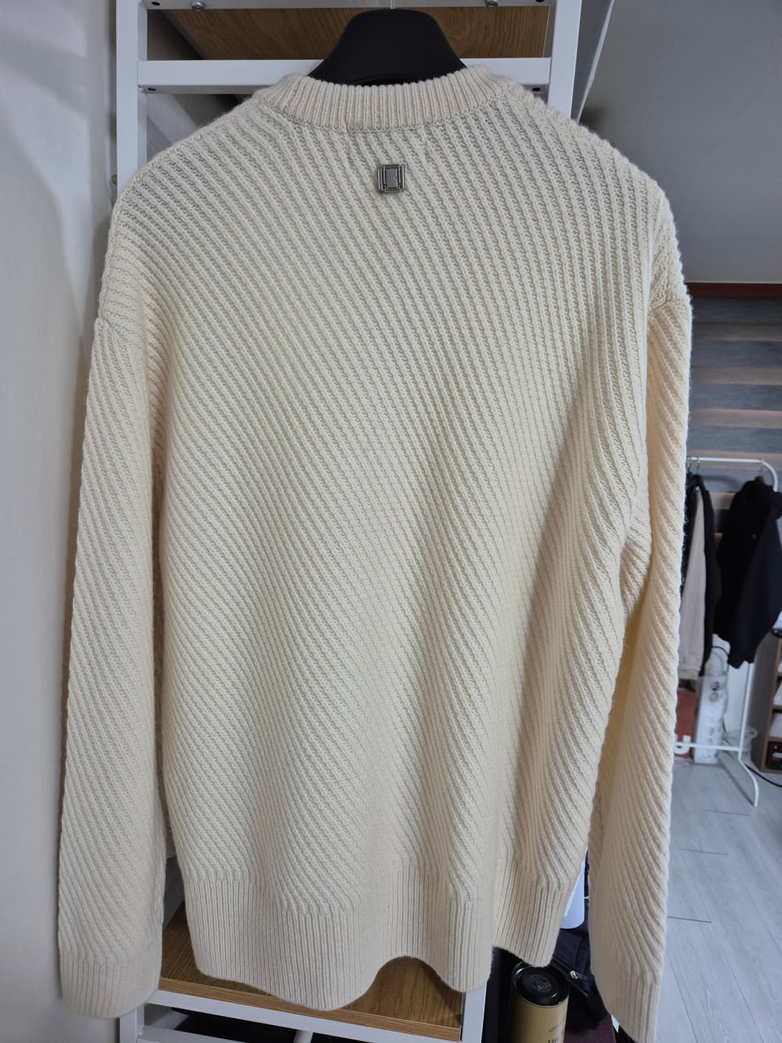 솔리드옴므 울 사선 가디건 50 아이보리 상품이미지2