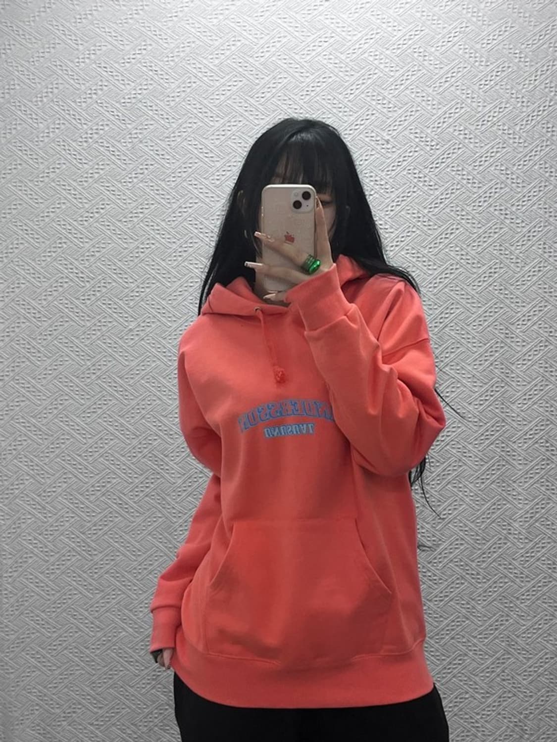 앤더슨벨 빈티지 레트로 코랄 언더로고 후드티 S C08227 상품이미지2