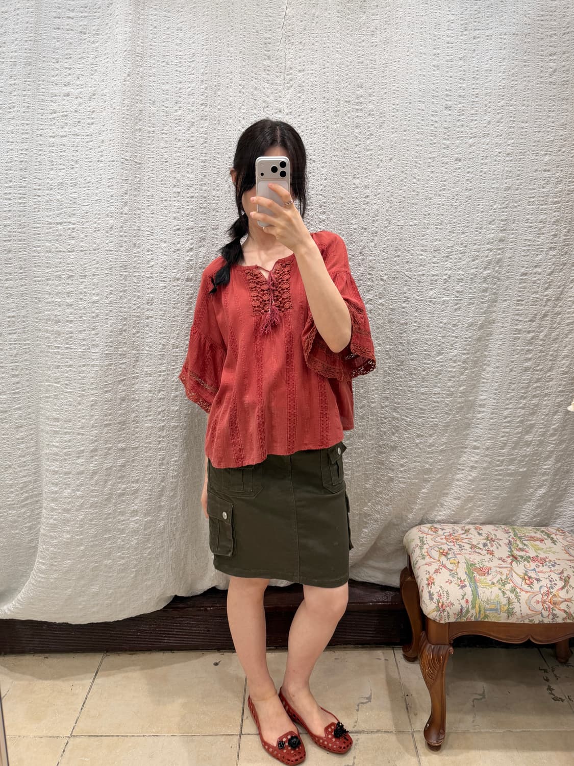Hippie red blouse 상품이미지2