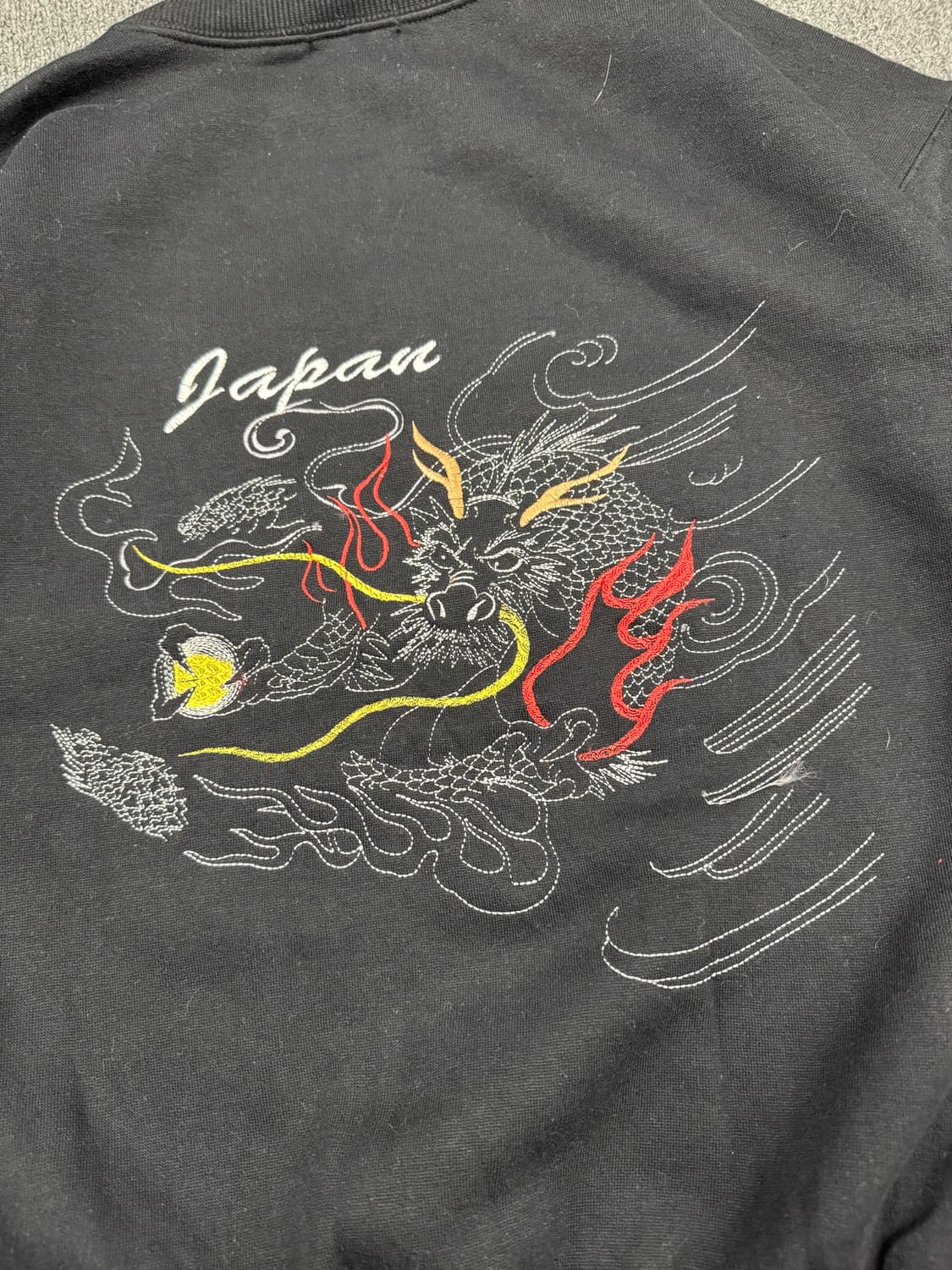 M)Each Side 빈티지 드래곤 자수 블랙 스웻셔츠 상품이미지5