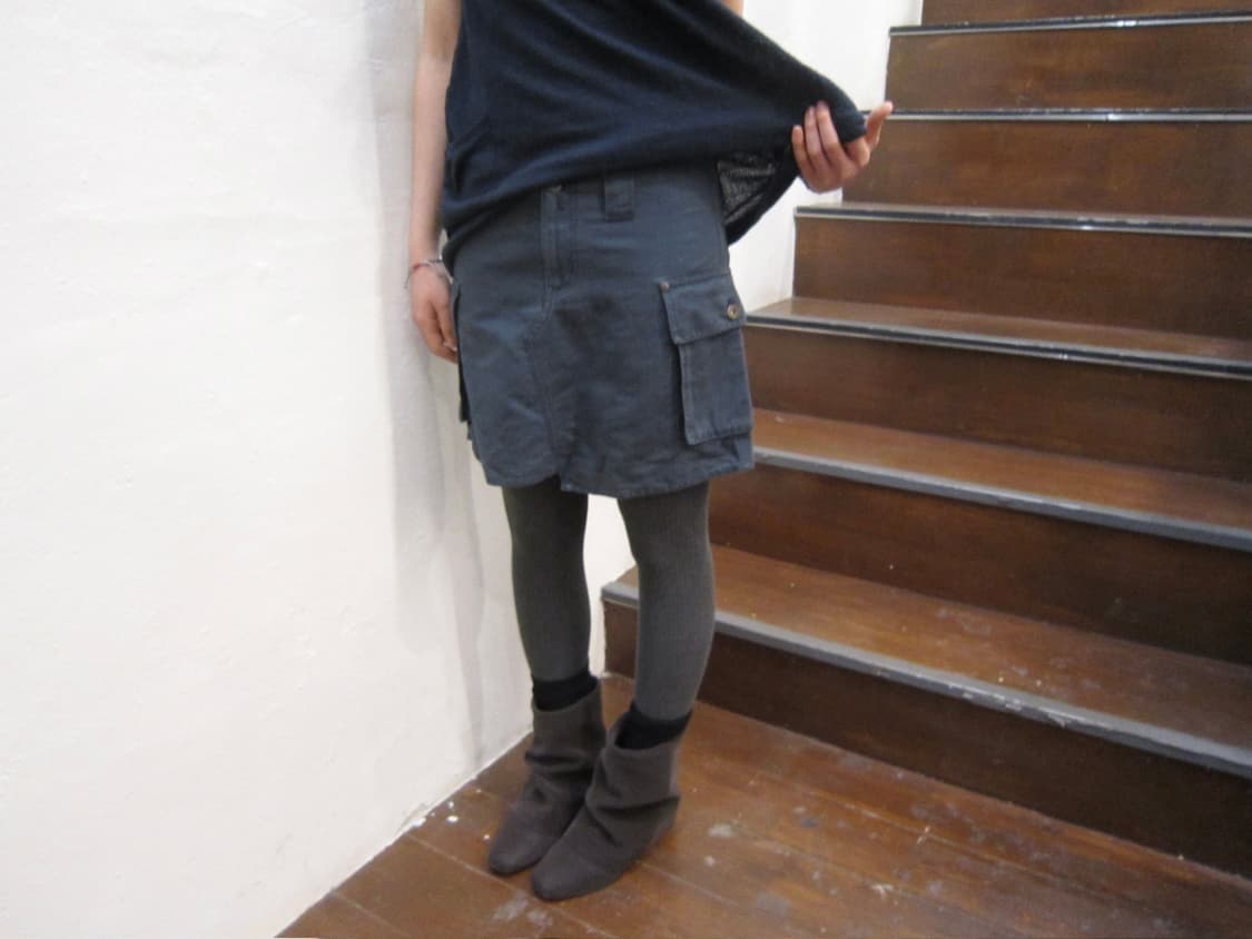 빈티지 카고 미니 스커트 언발란스 절개 디테일 네이비 상품이미지1