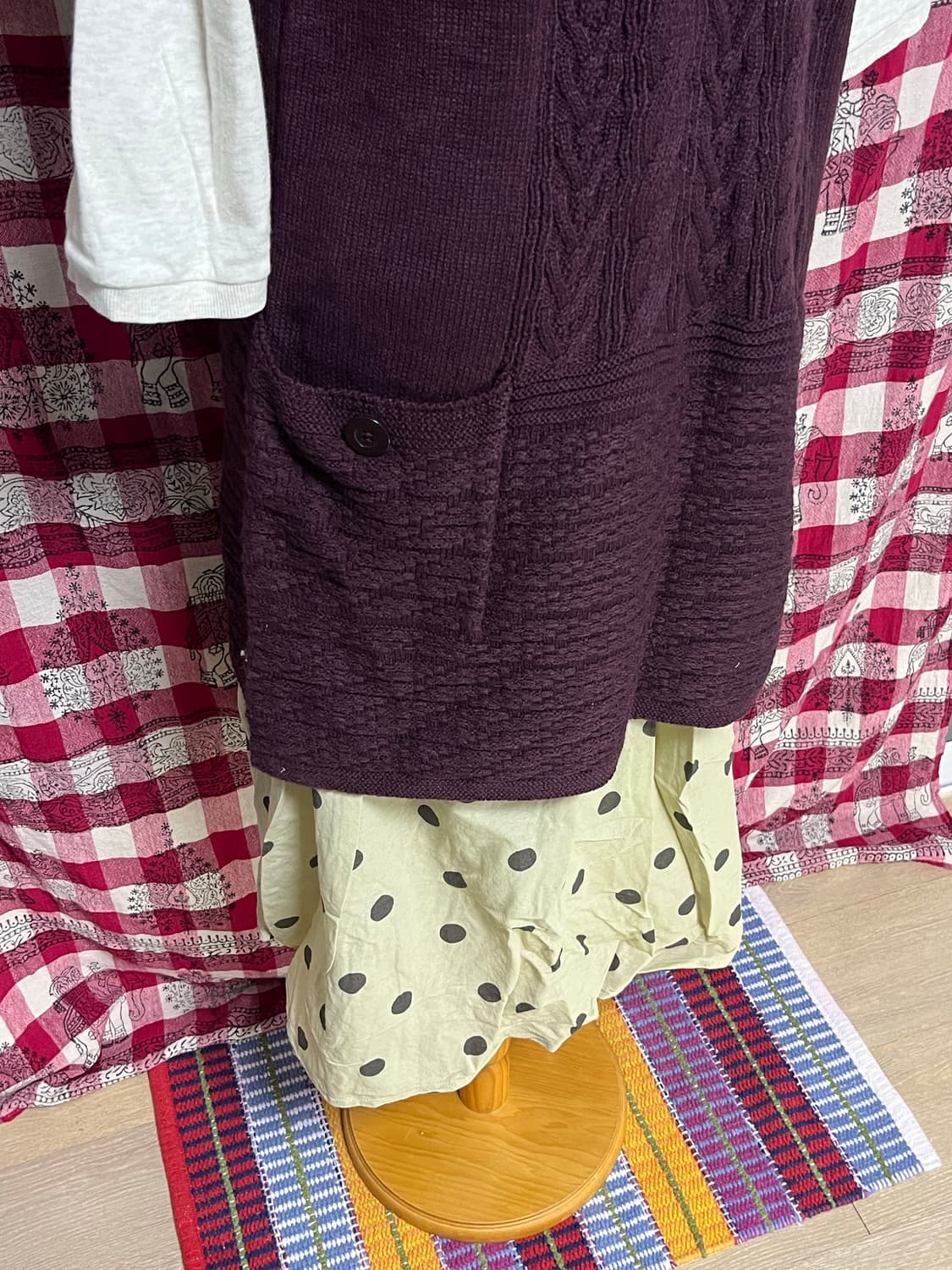 버건디 니트 원피스 상품이미지4