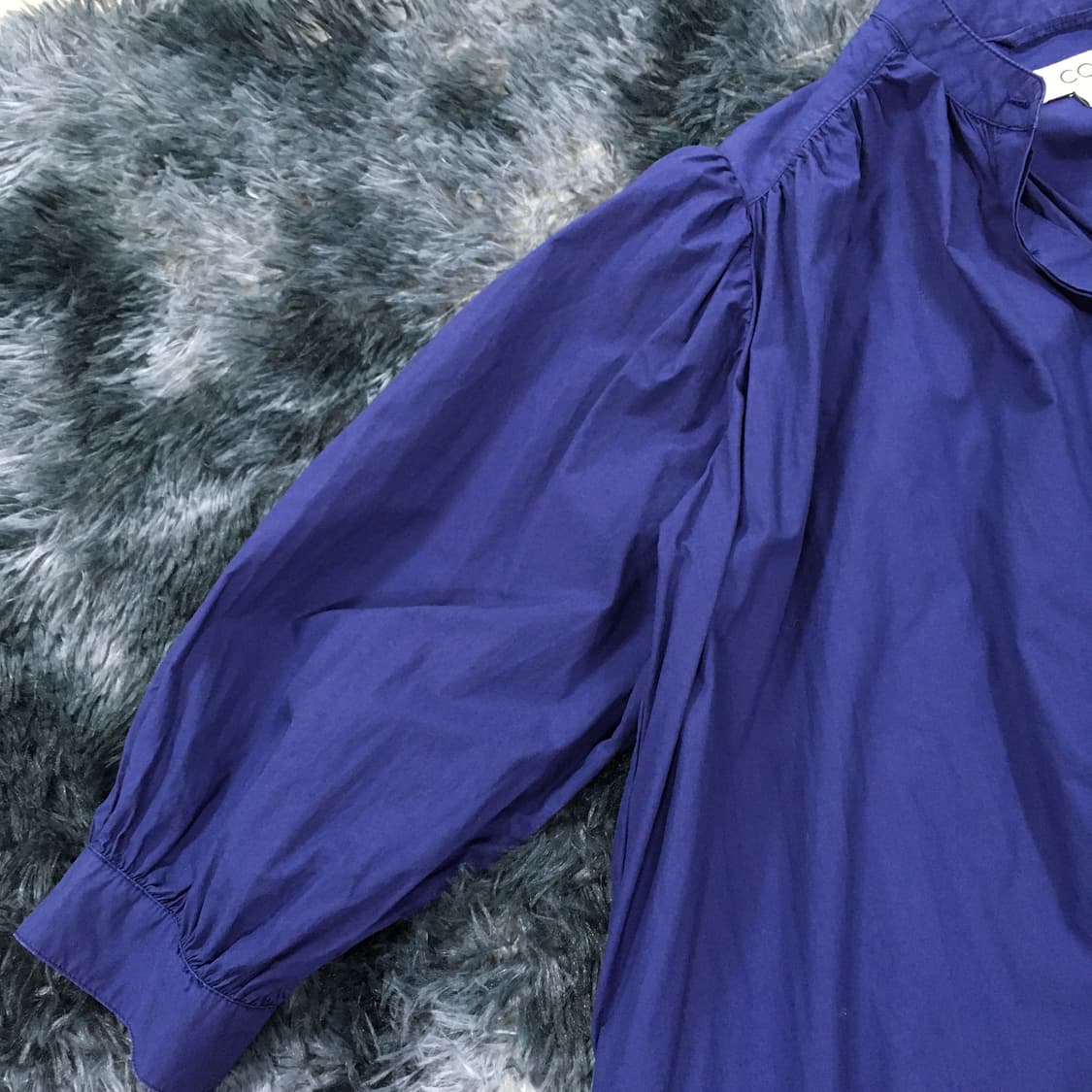 투티/0335 COS 빅 사이즈 롱 원피스 프릴 퍼프 소매 퍼플 네이비 상품이미지7