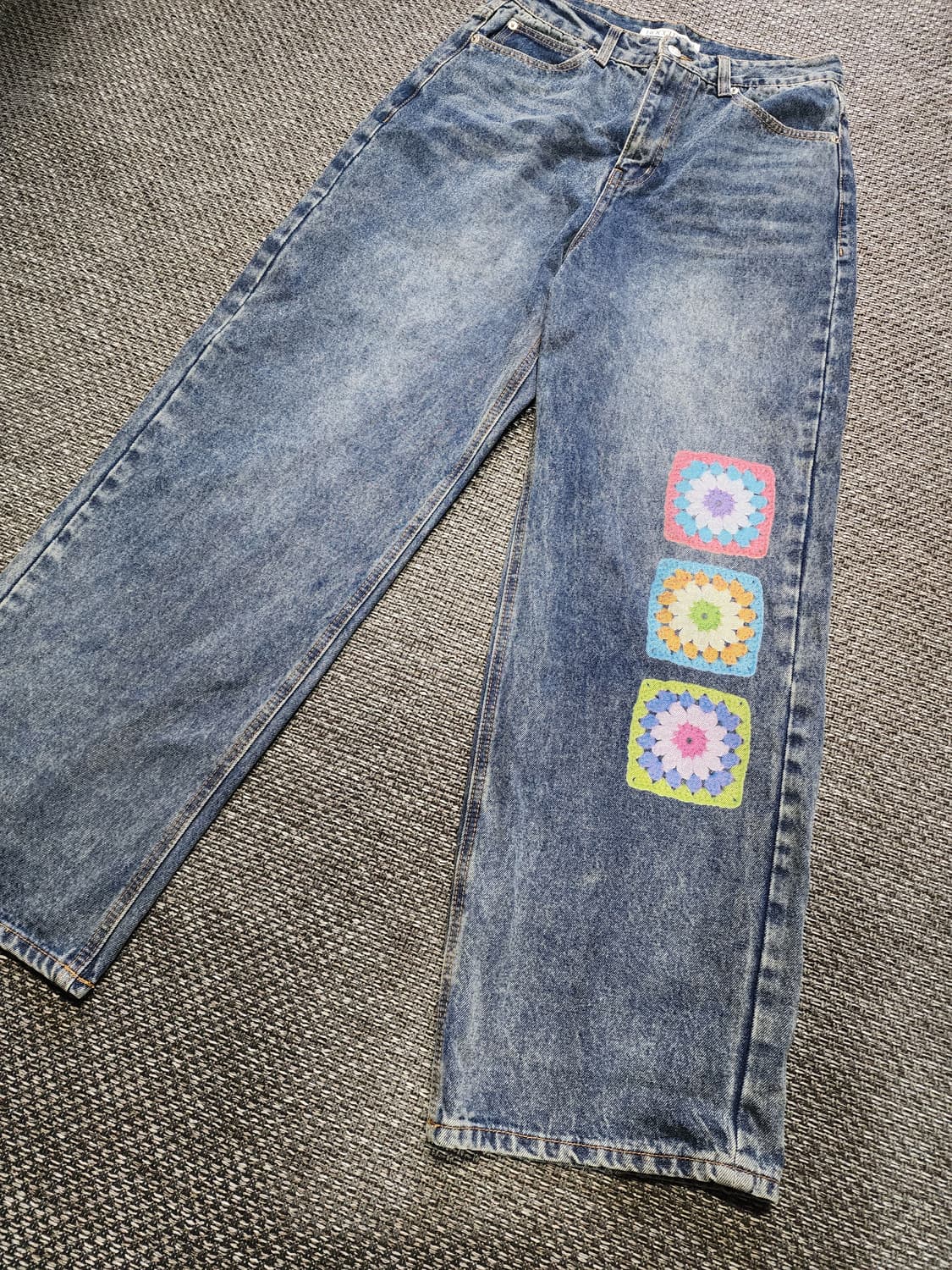 로씨로씨x 그래피커스크로셰 패치 데님 팬츠 L 상품이미지7