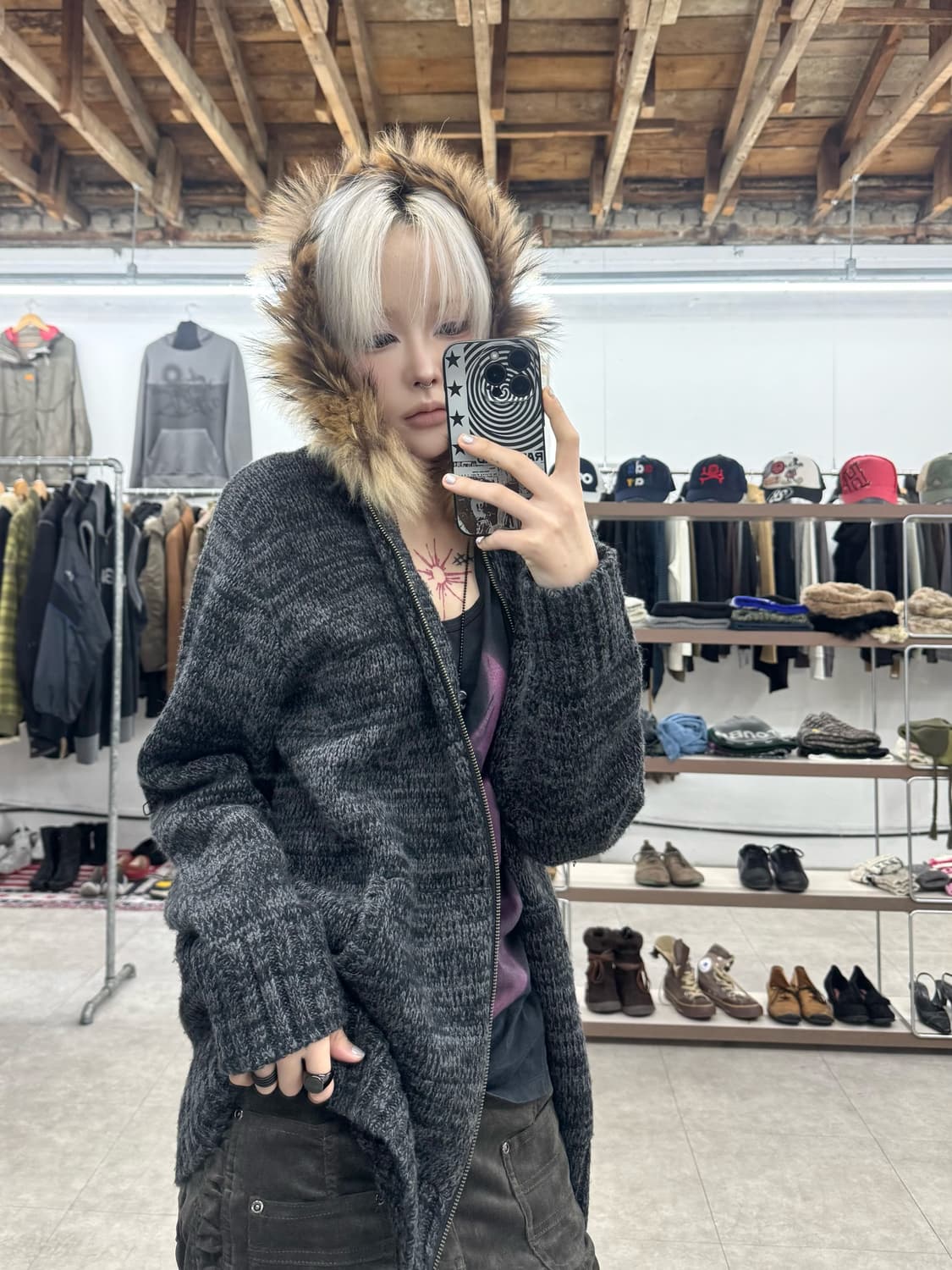 PPFM 투웨이 후드 니트 집업 상품이미지1