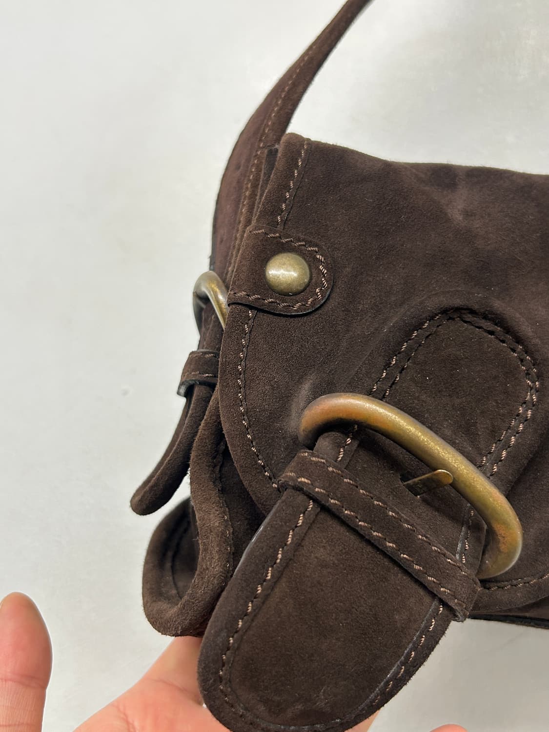 Kalliste Y2K 빈티지 스웨이드 레더 숄더백 상품이미지6