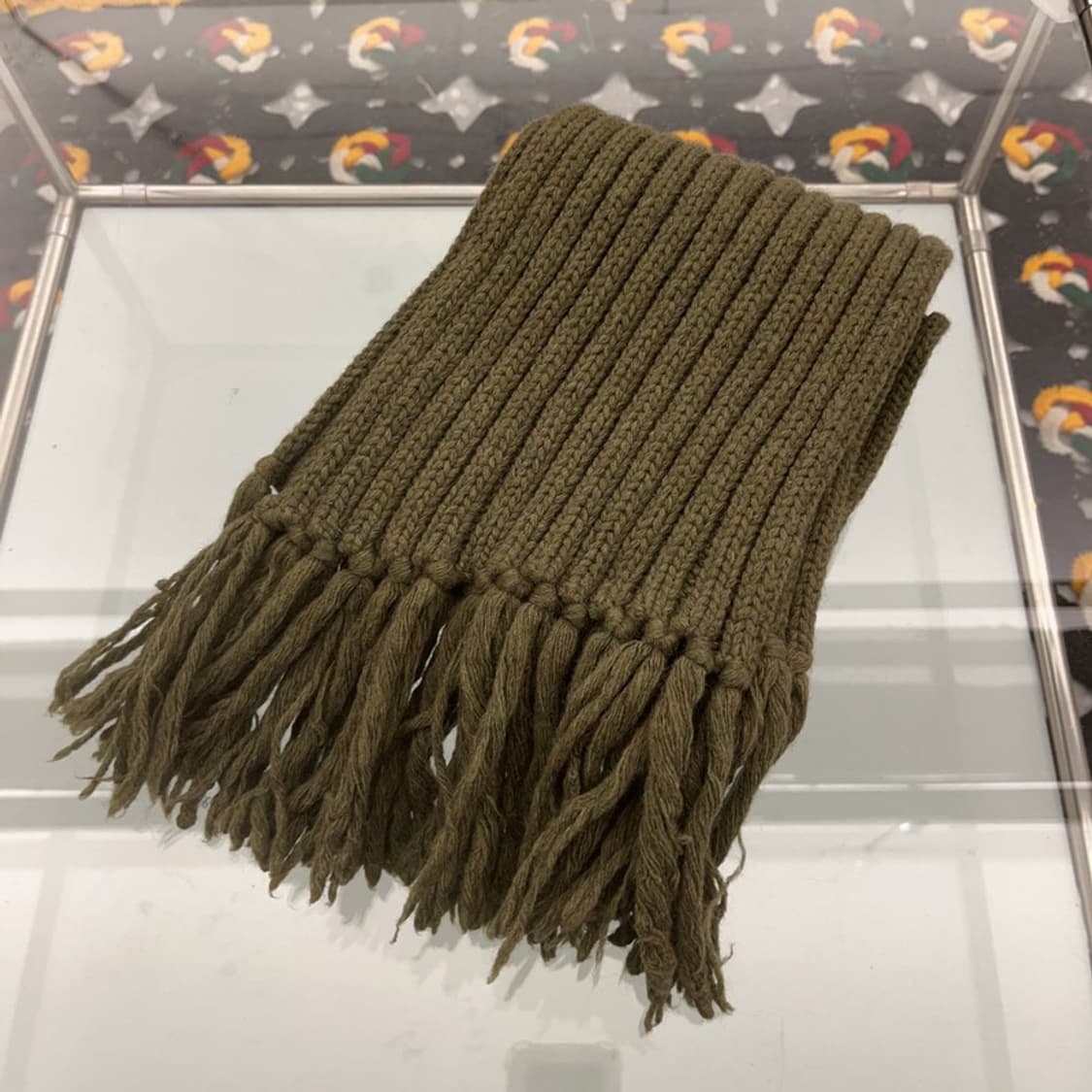 빈티지 올리브 말차 카키 니트 뜨개 목도리 C08036 상품이미지3