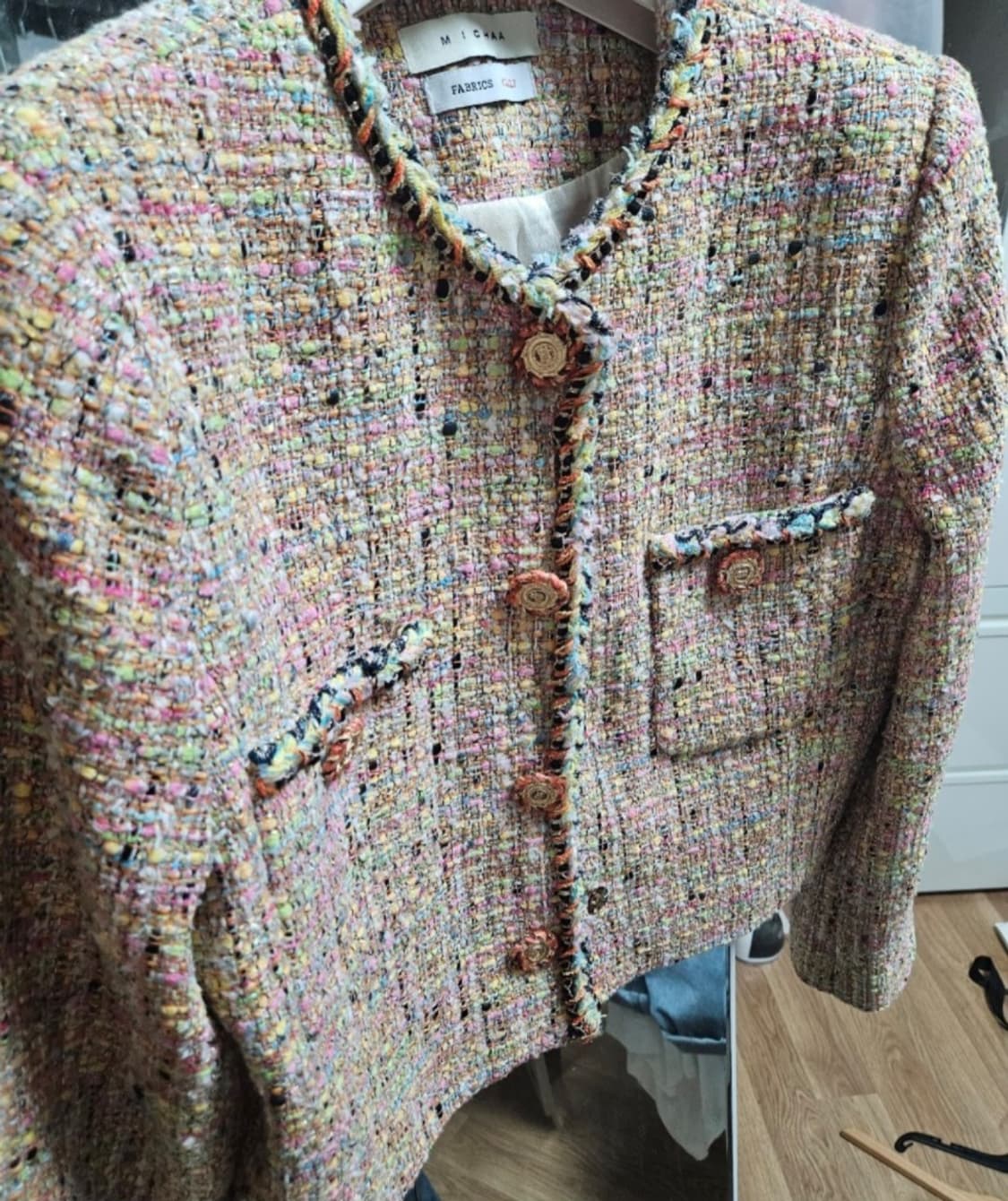 Michaa 미샤 자바라 배색 트위드 숏 자켓 상품이미지3