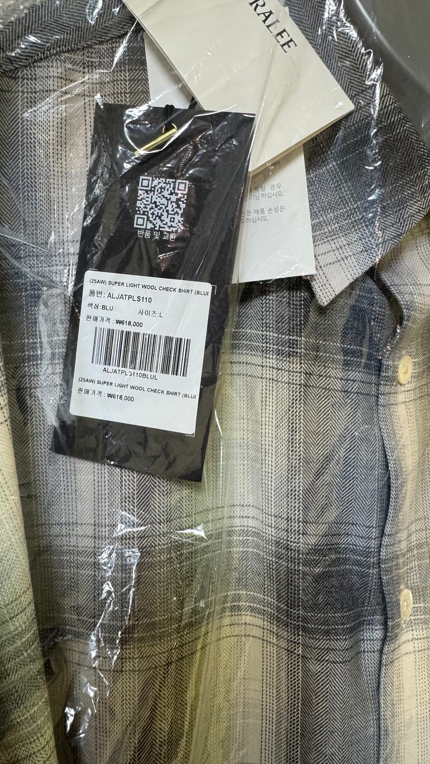 (5) 오라리 25AW 슈퍼라이트 울 체크 셔츠 상품이미지3