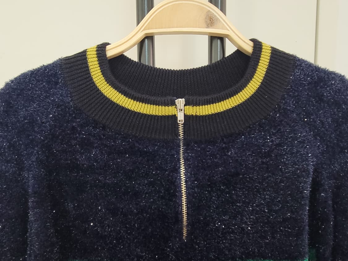 뮤베일 레터링 하프집업 글리터 니트 38사이즈 상품이미지2