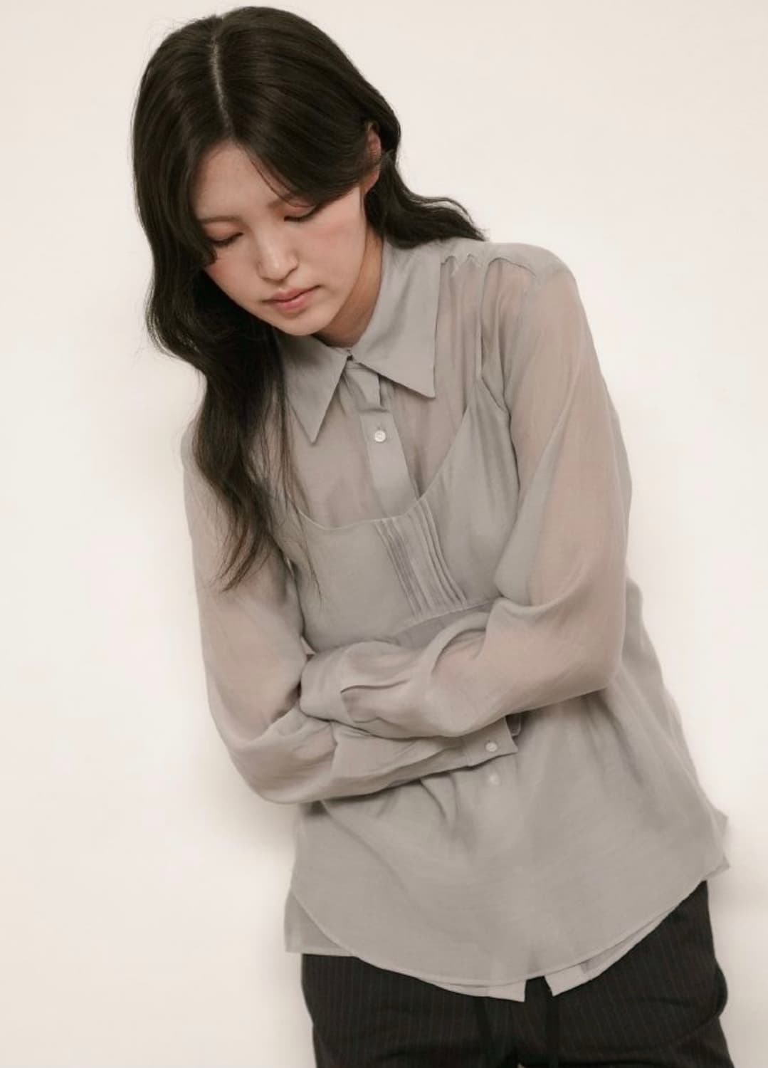 아우로 시어 뷔스티에 셋업 그레이 상품이미지2