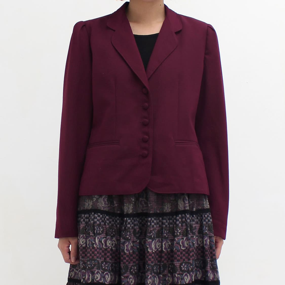 유럽 빈티지 버건디 크롭 자켓 상품이미지9