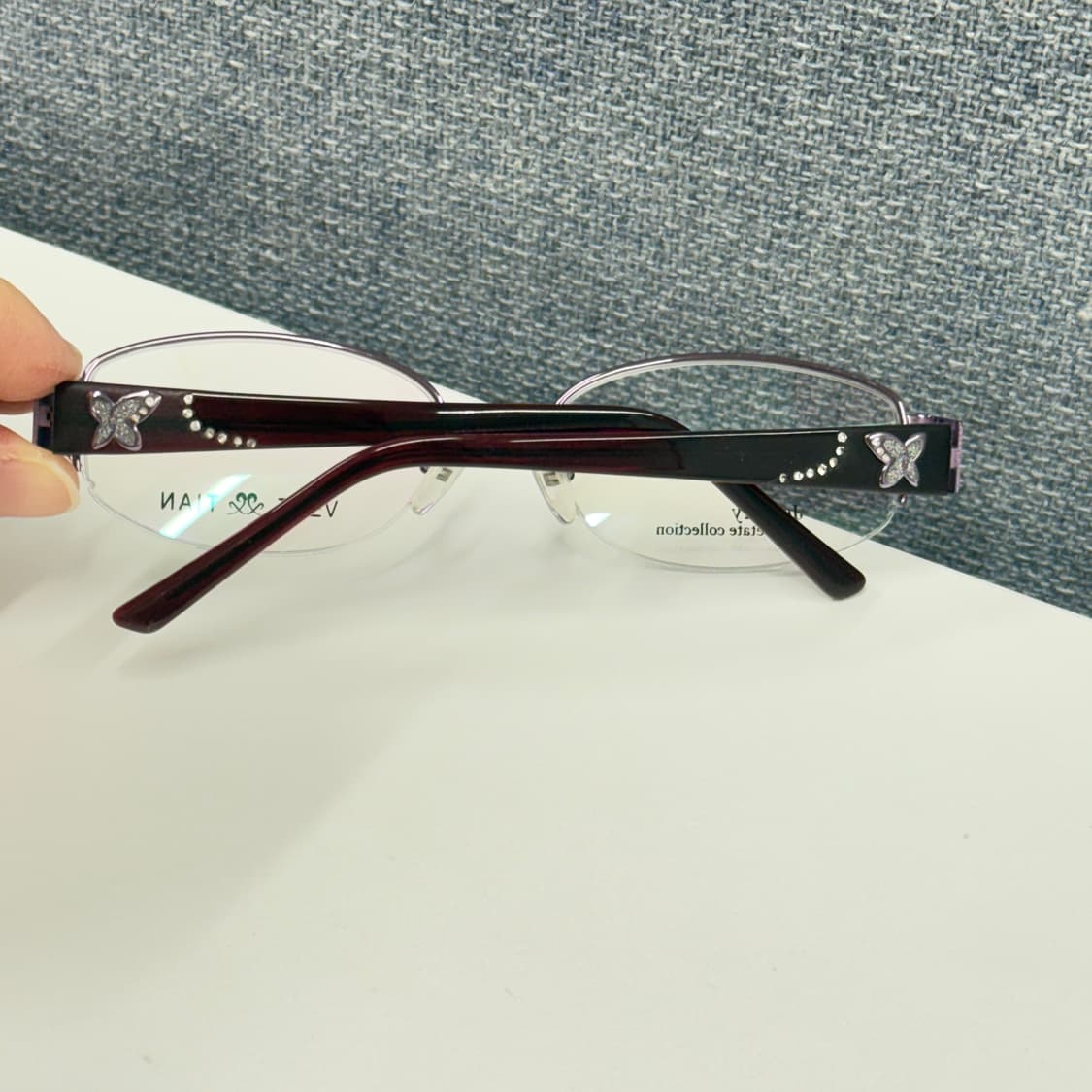 키치한 라벤더 컬러 빈티지 반무테 안경 상품이미지9