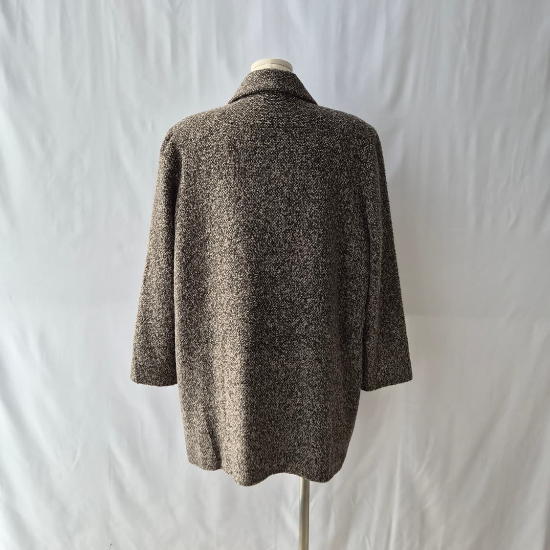 CINAMON 울100% 브라운믹스 부클 하프코트 상품이미지3