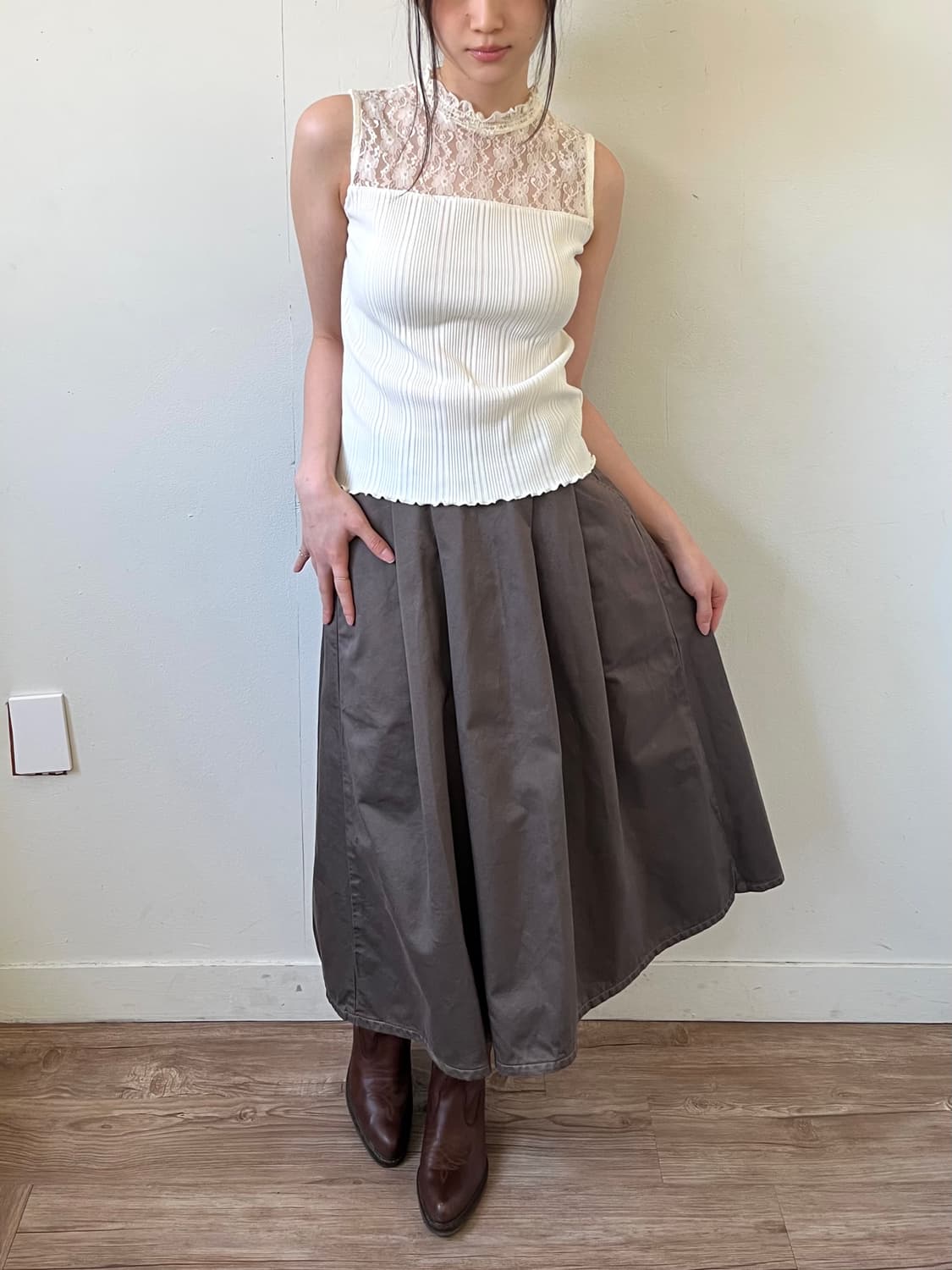 COLZA 화이트 슬리브리스 상품이미지7