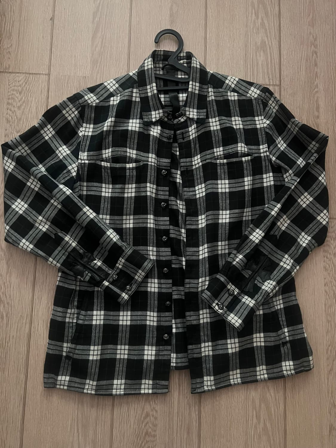 교신가능)크롬하츠 패치 12버튼 체크 셔츠 상품이미지1