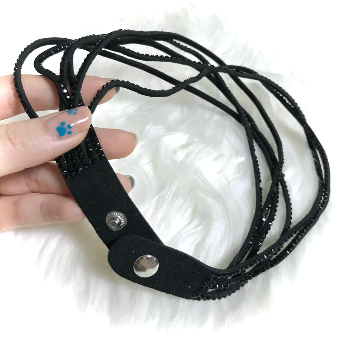 빈티지 락시크 펑크 큐빅 끈 목걸이 (두줄 팔찌 가능) 상품이미지4