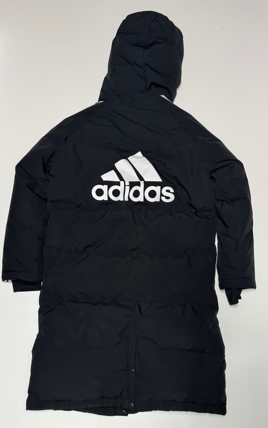 여성 아디다스 삼선 후드 다운 롱패딩 150 블랙 상품이미지2