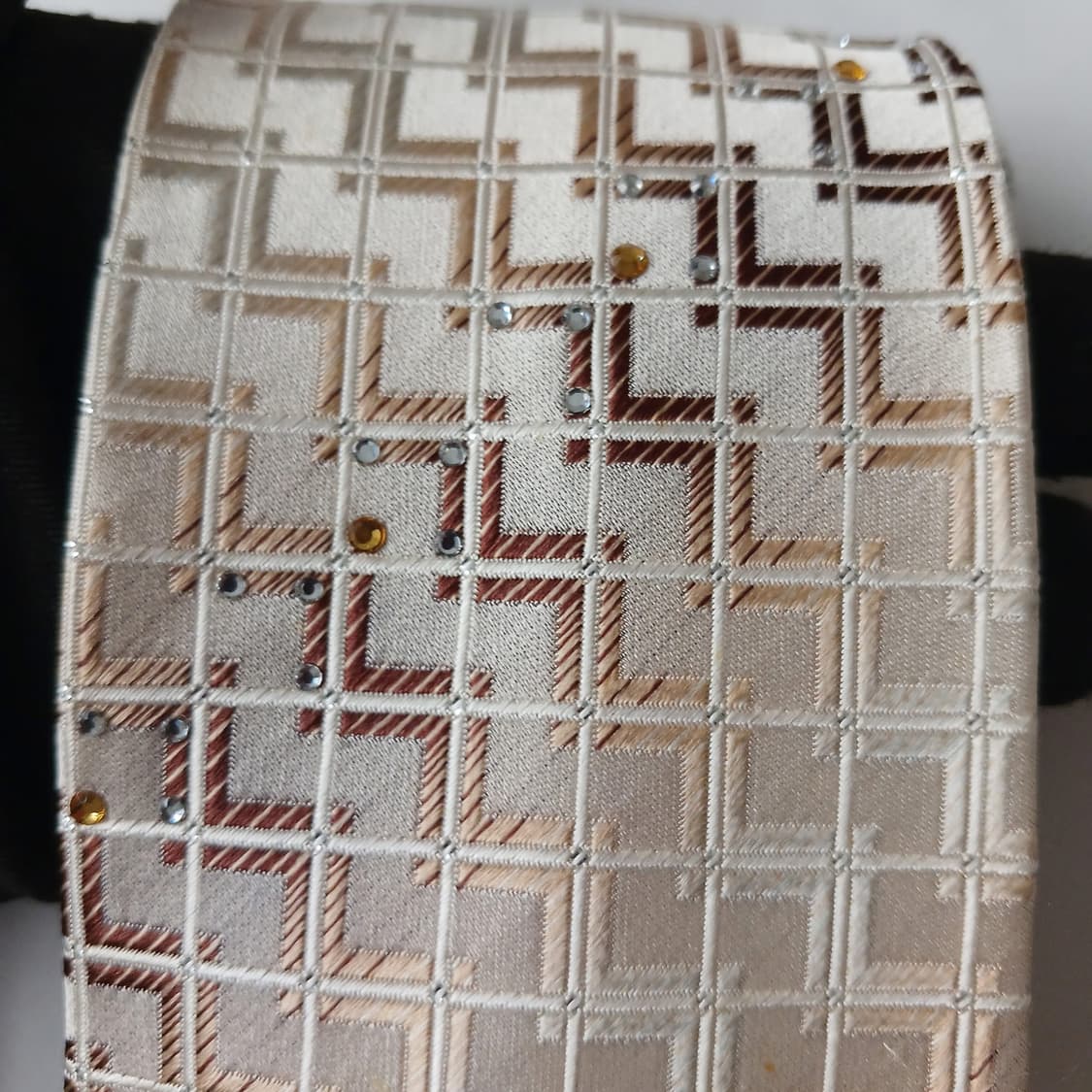 니나리치 실크 브라운 기하 패턴 넥타이 9.1cm A등급 A19877 상품이미지7