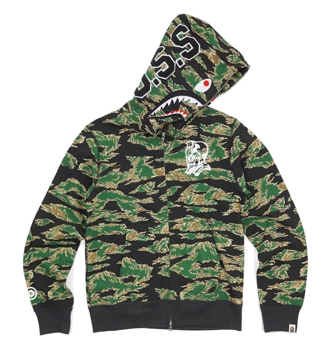 Bape ursus 타이거 카모 샤크 풀집 후디 상품이미지1