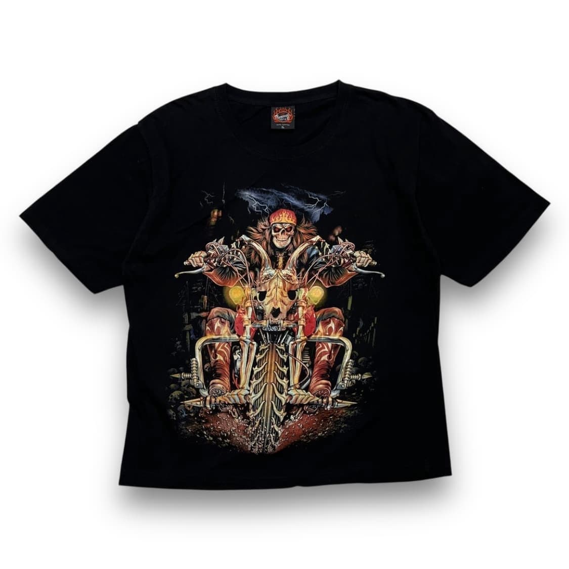펑크 메탈 헤븐 스컬 라이더 바이커 아트 반팔 티셔츠 상품이미지1