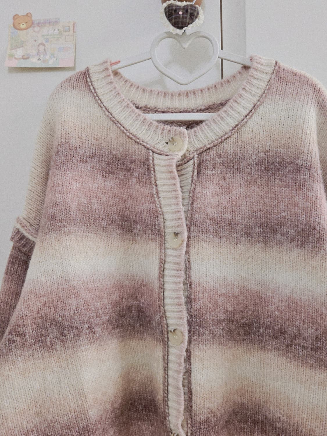 빈티지 모리걸 핑크 그라데이션 니트 가디건 상품이미지6