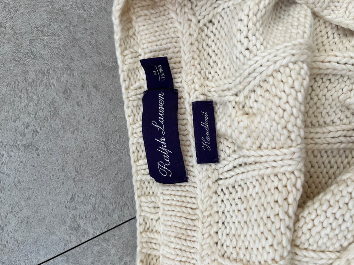 랄프로렌 핸드니트 브이넥 꽈배기 니트 M(퍼플라벨) 상품이미지4