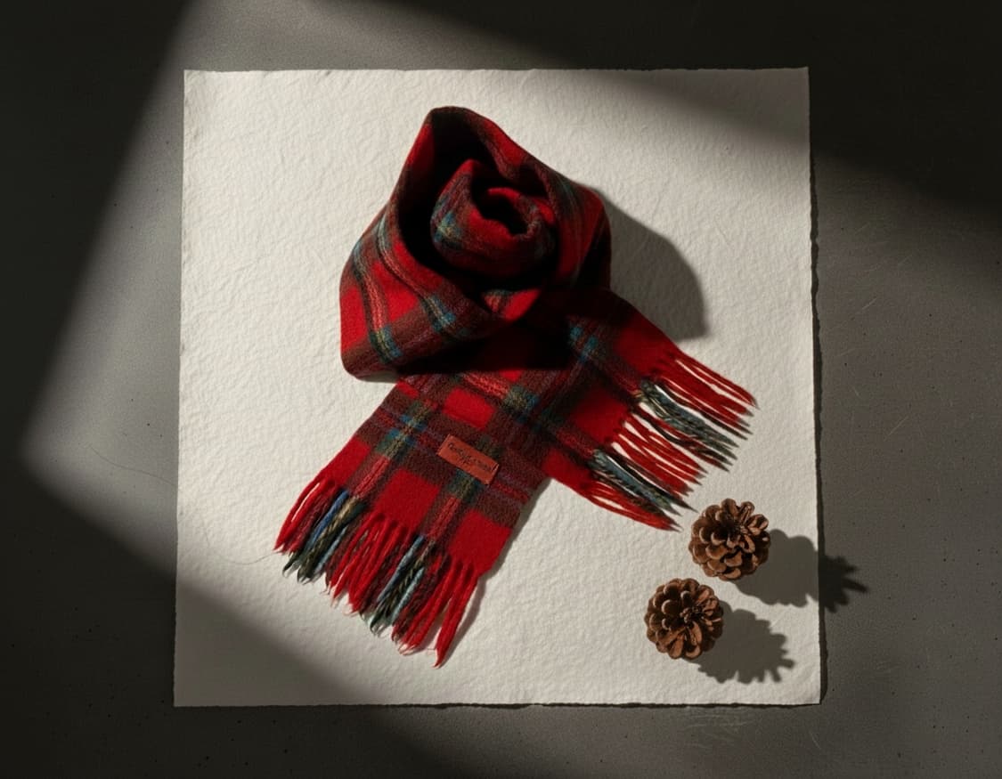 Charles Jourdan 샤를 쥬르당 레드 체크 울 머플러 상품이미지1