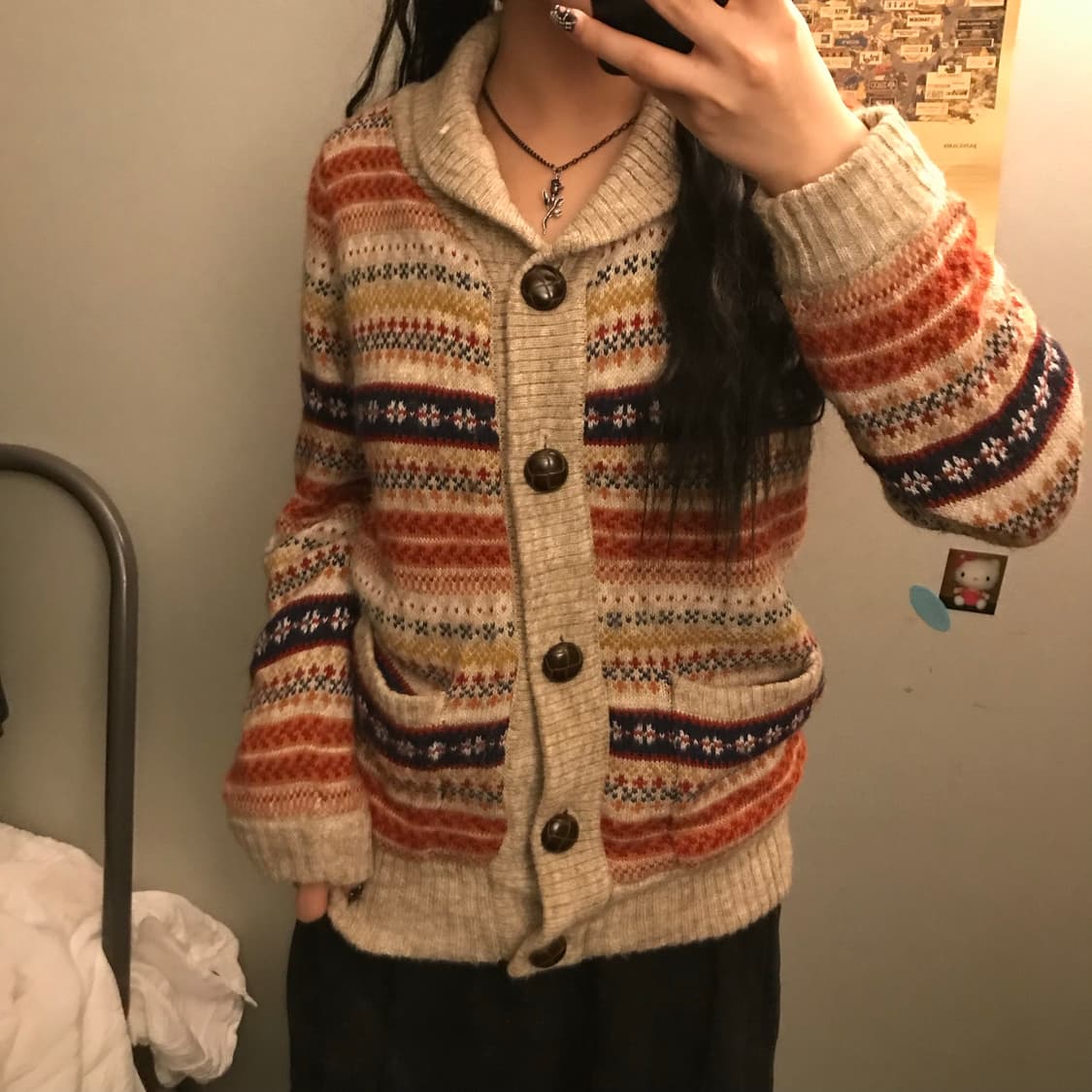 JPN Vintage 모리걸 너드 코위찬 노르딕 니트 가디건 상품이미지1