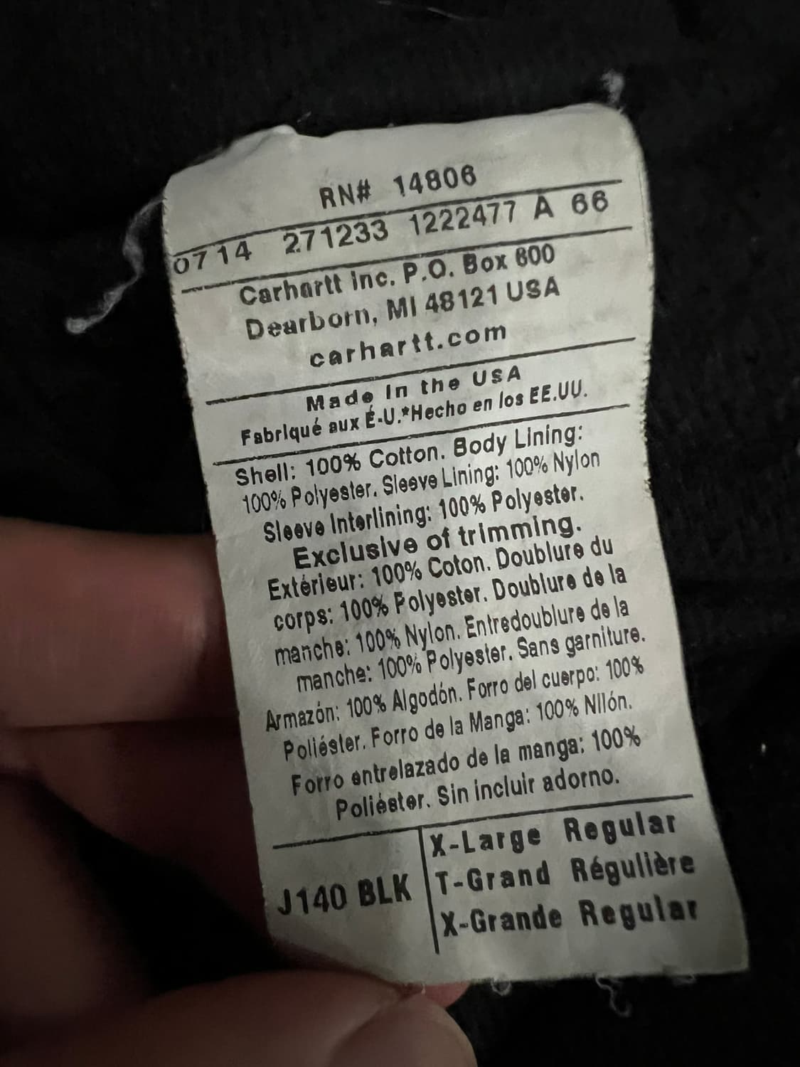 (XL) 칼하트 덕 액티브 후드자켓 J140 BLK 블랙 상품이미지5