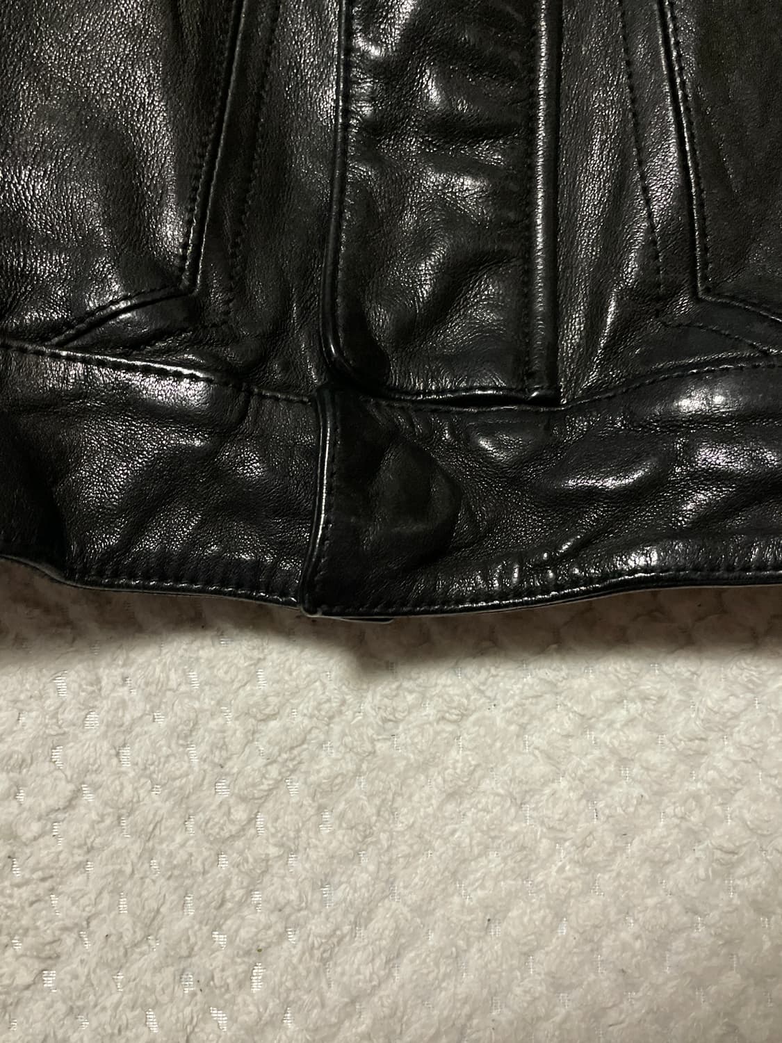 광희시장 웨스턴 무드 램스킨 양가죽 절개 레더 자켓 상품이미지4